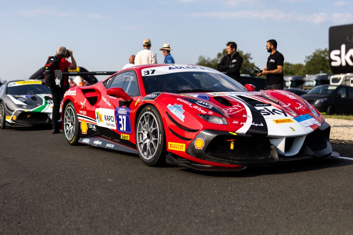 Mohamed Hamdy's Ferrari Challenge car in the Le Mans paddock